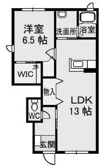 サリーレ・ピーノ南吉田 A・B・C・D棟(1LDK/2階)の間取り写真