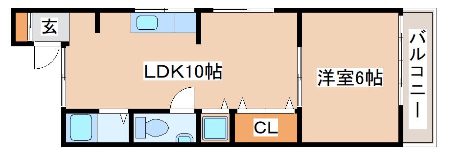 エクロール長田(1LDK/3階)の間取り写真