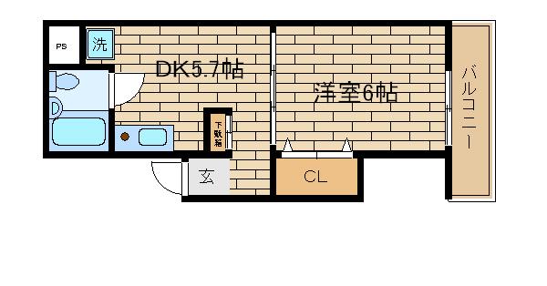 9番地ハウスII(1DK/1階)の間取り写真