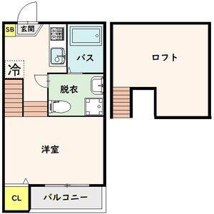 エヴァンコートII(1K/1階)の間取り写真