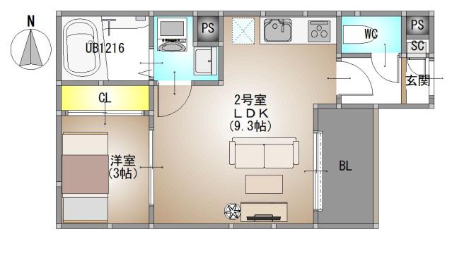 REGALEST 北方3(1LDK/1階)の間取り写真