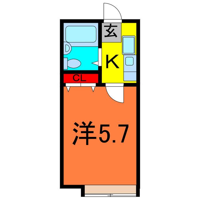 ベルウィング北綾瀬(1K/2階)の間取り写真