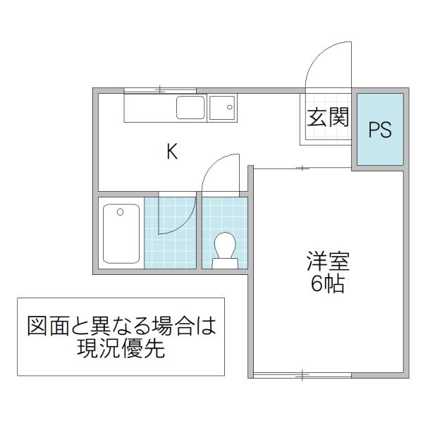 DK水戸 A棟(1K/4階)の間取り写真