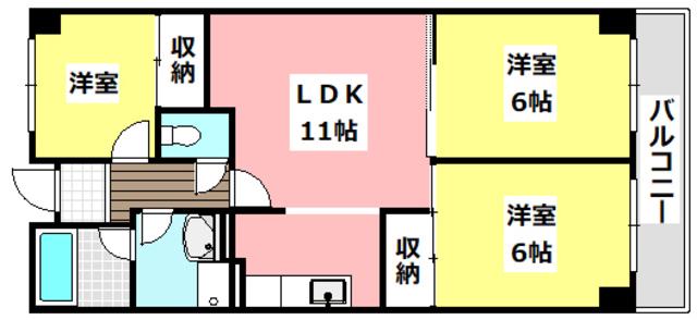 ヴィラナリー摂津(3LDK/1階)の間取り写真