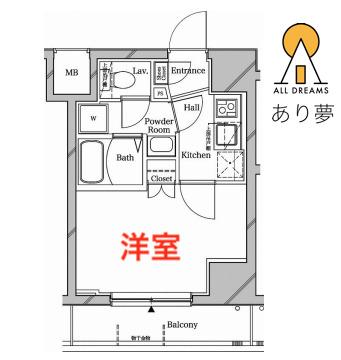 ラフィスタ横浜阪東橋I(1K/6階)の間取り写真