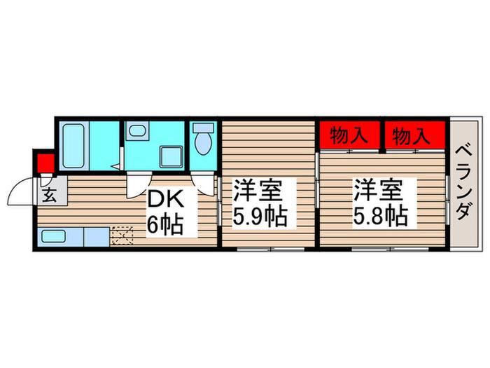 アロー二俣(2DK/2階)の間取り写真