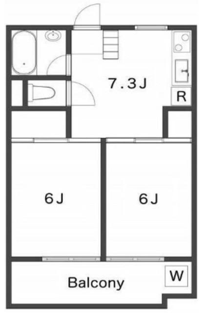 BESPOKE APARTMENTS KAWAGUCHI(2DK/2階)の間取り写真