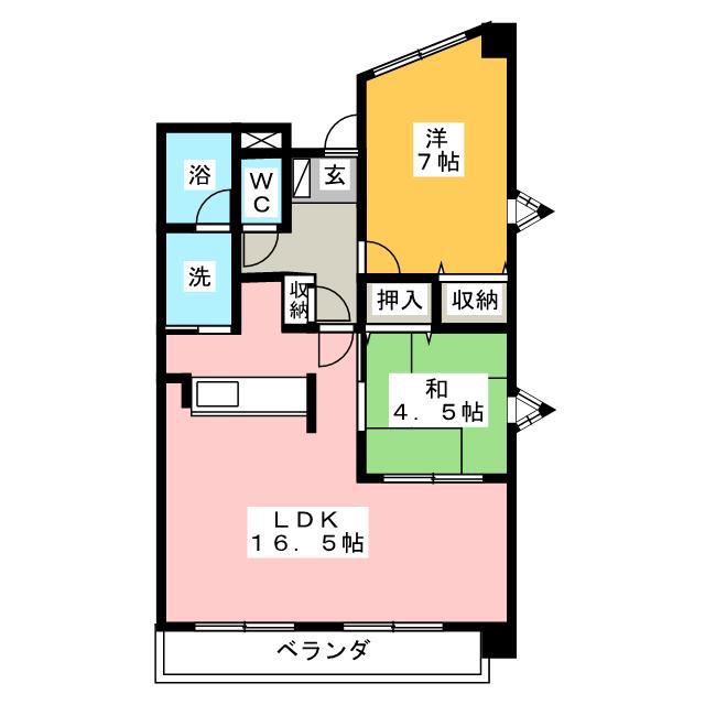 グランドゥール(2LDK/5階)の間取り写真