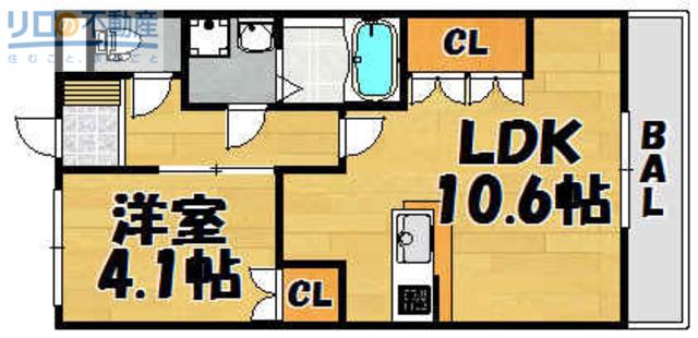 ルミナスII(1LDK/1階)の間取り写真