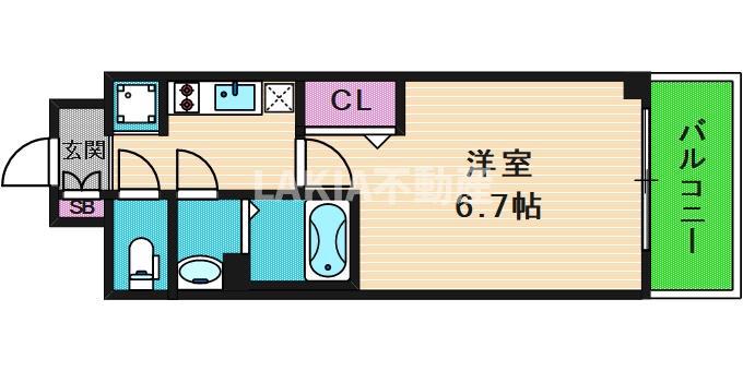 スワンズシティ大阪城コスタ(1K/7階)の間取り写真