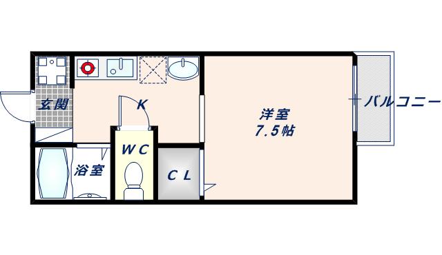 サウスアフィールド(1K/2階)の間取り写真