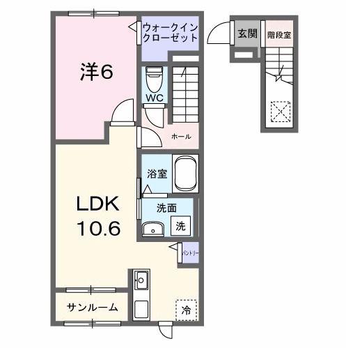 グラース アン(1LDK/2階)の間取り写真