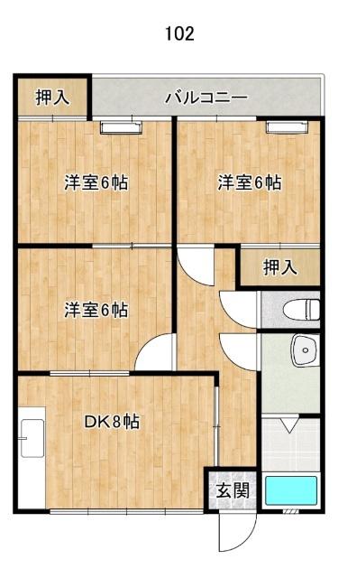 ホワイトコーポII(3DK/1階)の間取り写真