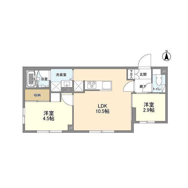 ウェルスクエア森下(2LDK/2階)の間取り写真