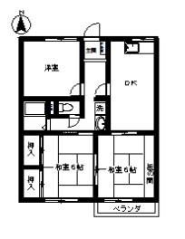 ガーデンオオツ(3DK/1階)の間取り写真