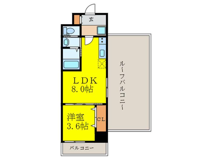 クローバーメゾン江坂(1LDK/8階)の間取り写真