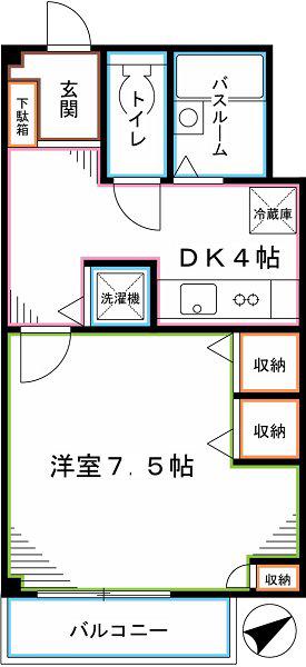第3小柳コーポ(1DK/1階)の間取り写真