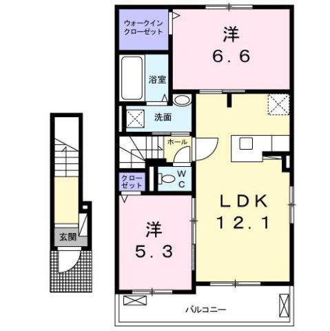 サン・フィオーレI(2LDK/2階)の間取り写真