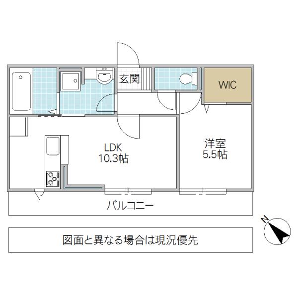 ヴィルヌーブみどりの(1LDK/3階)の間取り写真