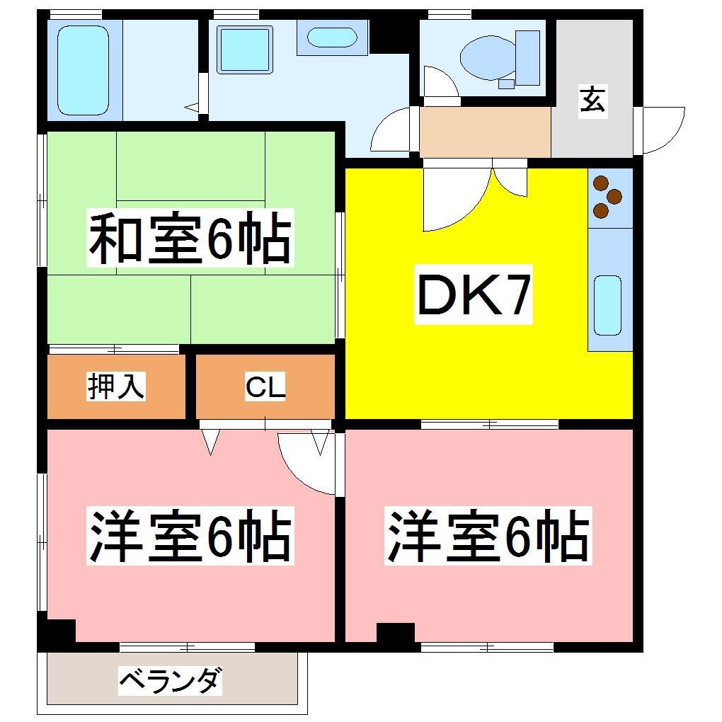 シティハウス松本(3DK/1階)の間取り写真