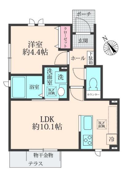 HOUSE千歳船橋(1LDK/1階)の間取り写真