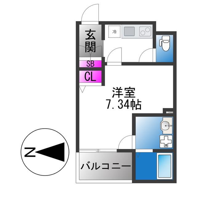 FSTYLE東大阪吉松(1K/2階)の間取り写真