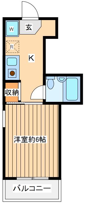 パースサイド(1K/1階)の間取り写真