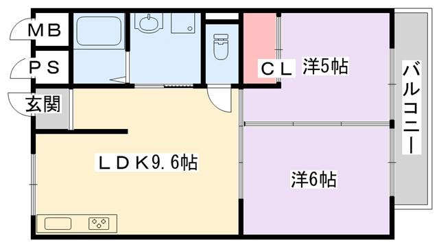 ノーヴァネヤガワ(2LDK/1階)の間取り写真