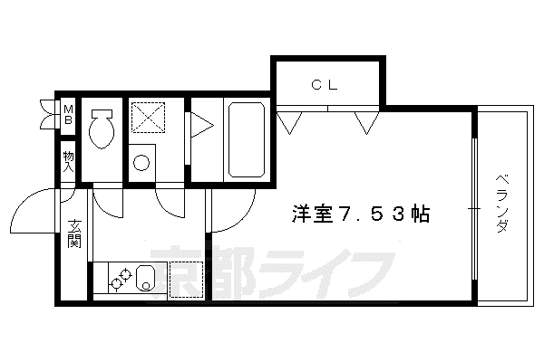 COTO GLANCE紫明通(1K/3階)の間取り写真