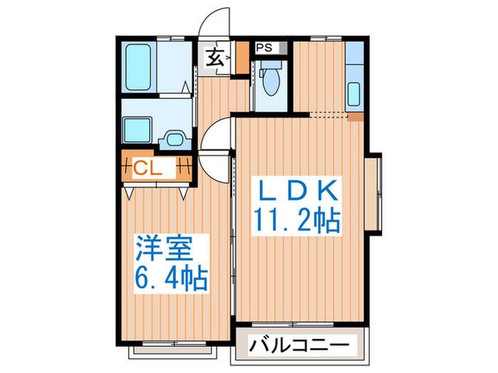 ハイルザーム向山(1LDK/1階)の間取り写真