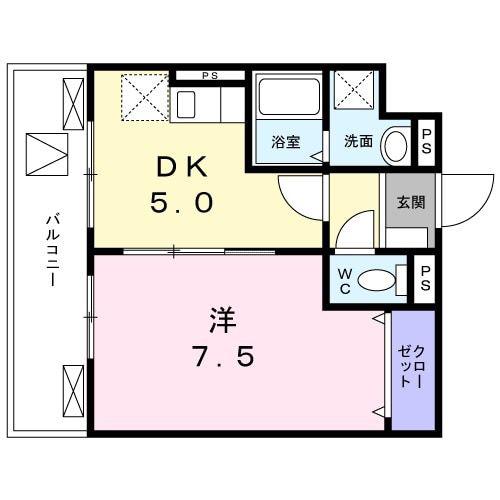 グランスクエア(1DK/2階)の間取り写真