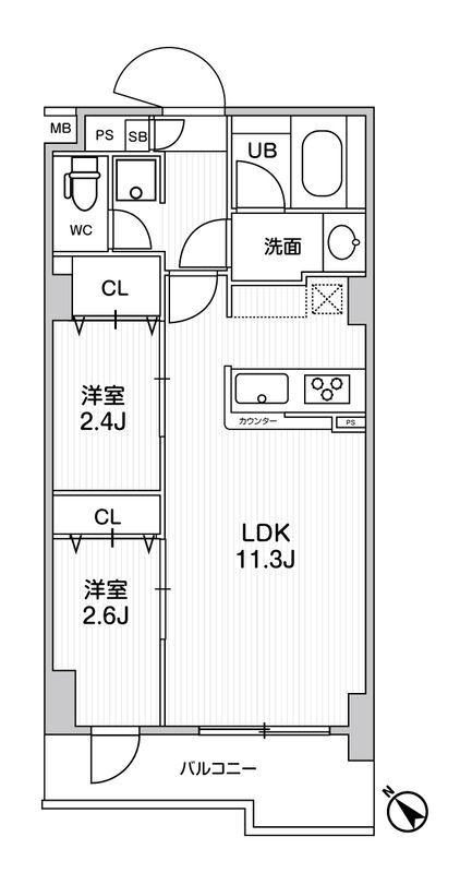 ドゥーエ曳舟(2LDK/5階)の間取り写真