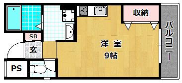 シャンテ-中宮III(ワンルーム/2階)の間取り写真