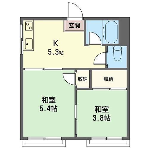  並木コーポ(2K/2階)の間取り写真