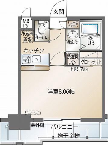 エンクレスト博多駅前II(1K/4階)の間取り写真
