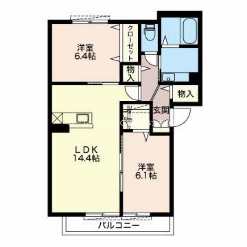 ラ・シャルール(2LDK/1階)の間取り写真