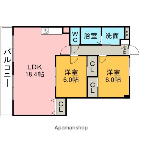 GRANDTOYOU(2LDK/2階)の間取り写真