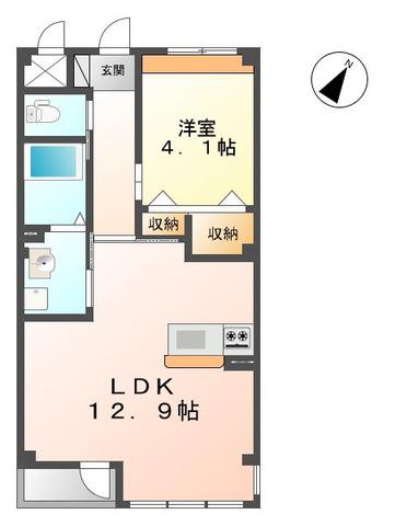 ルミナスパークサイド(1LDK/2階)の間取り写真