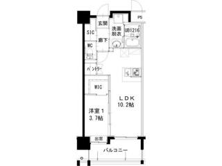 ヒルクレスト片野グランデI(1LDK/8階)の間取り写真