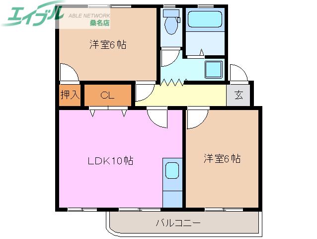 セレーノ C棟(2LDK/3階)の間取り写真
