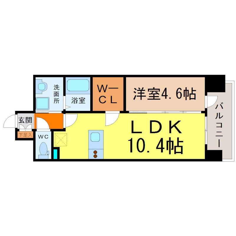 プレサンス久屋大通セントラルパーク(1LDK/2階)の間取り写真