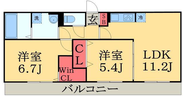 DROOM SAKURA.K(2LDK/3階)の間取り写真