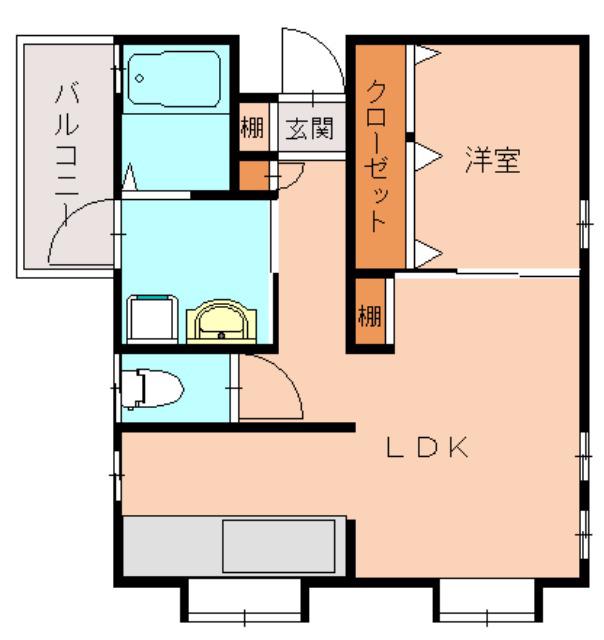 ウエストコート(1LDK/2階)の間取り写真