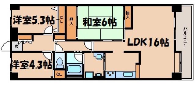 ヒューマンズシティ矢野 311(3LDK/3階)の間取り写真