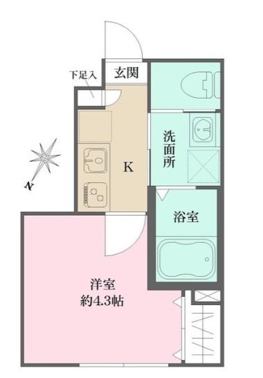 ソルナクレイシア方南町(1K/1階)の間取り写真