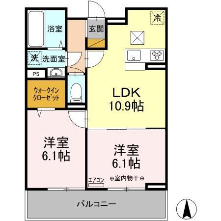 エスポワール(2LDK/2階)の間取り写真