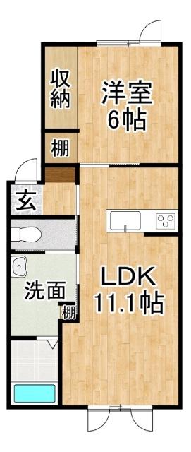 CASCADEII(1LDK/2階)の間取り写真