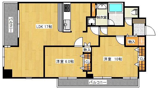 ファーネスト西新(2LDK/2階)の間取り写真