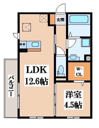 SEJOUR JUILLET(1LDK/2階)の間取り写真