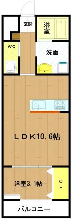 MTF-II咲(1LDK/1階)の間取り写真